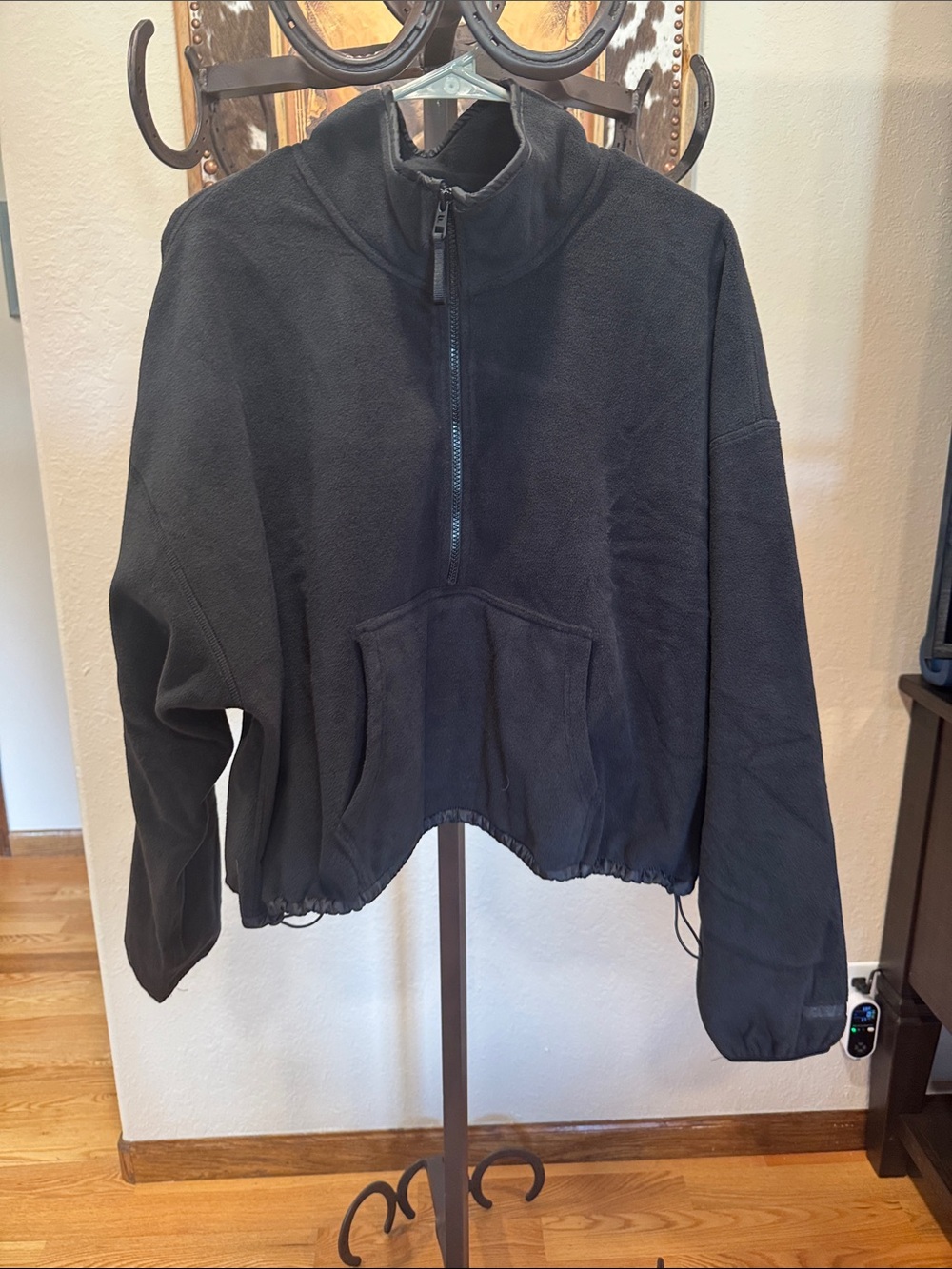 Fabletics Black Fleece Half-Zip Pullover